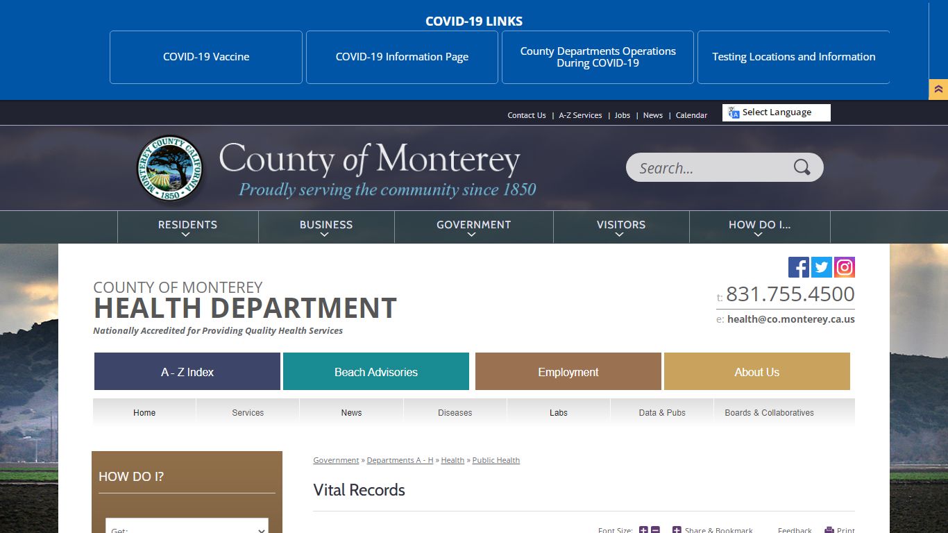 Vital Records | Monterey County, CA