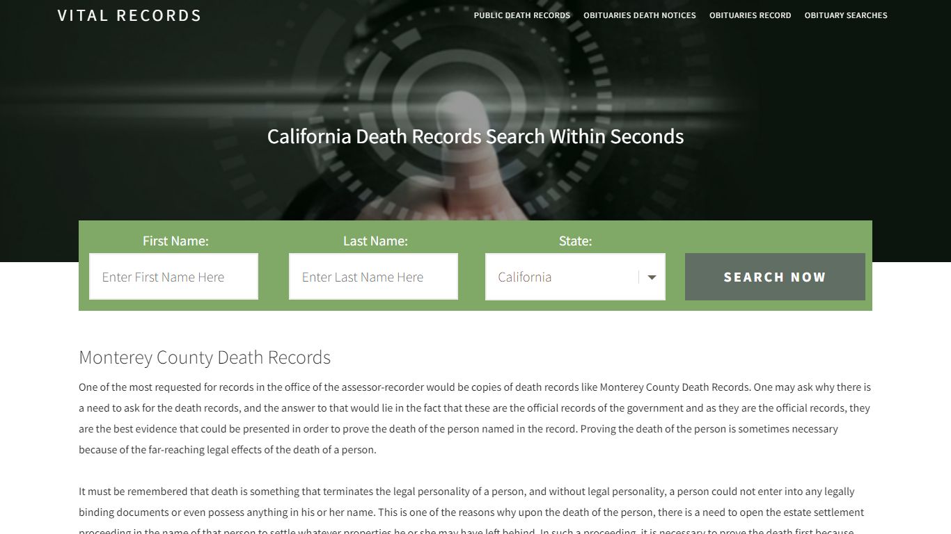 Monterey County Death Records |Enter Name and Search|14 ...